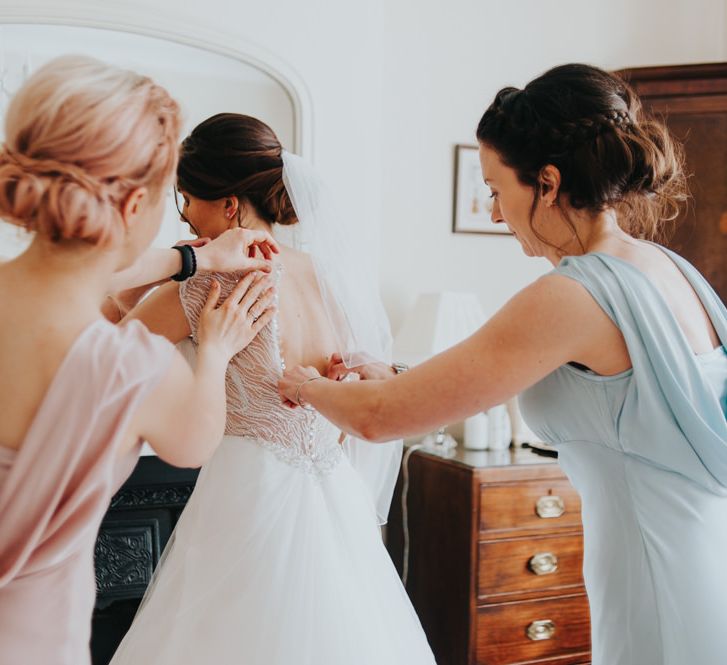 Getting Ready | Bride in Sophia Tolli Gown | Bridesmaids in Pastel Ghost Gowns | Classic Marquee Reception at Chippenham Park | Eliza Claire Photography