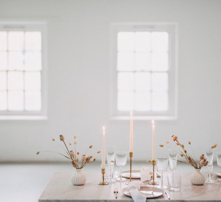 Minimal Elegant Bridal Inspiration Shoot With Ikebana Inspired Floral Arrangements By Kitten Grayson // Planned & Styled By Anemone Style // Images Genevieve Wedding Photography