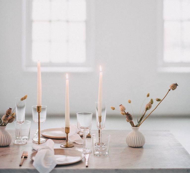 Minimal Elegant Bridal Inspiration Shoot With Ikebana Inspired Floral Arrangements By Kitten Grayson // Planned & Styled By Anemone Style // Images Genevieve Wedding Photography