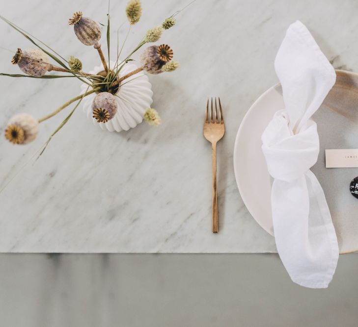 Minimal Elegant Bridal Inspiration Shoot With Ikebana Inspired Floral Arrangements By Kitten Grayson // Planned & Styled By Anemone Style // Images Genevieve Wedding Photography