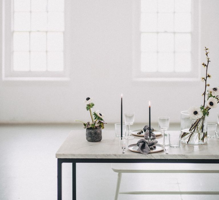 Minimal Elegant Bridal Inspiration Shoot With Ikebana Inspired Floral Arrangements By Kitten Grayson // Planned & Styled By Anemone Style // Images Genevieve Wedding Photography