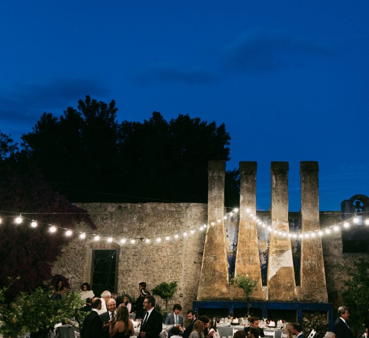 Festoon Lit Outdoor Spanish Wedding Reception