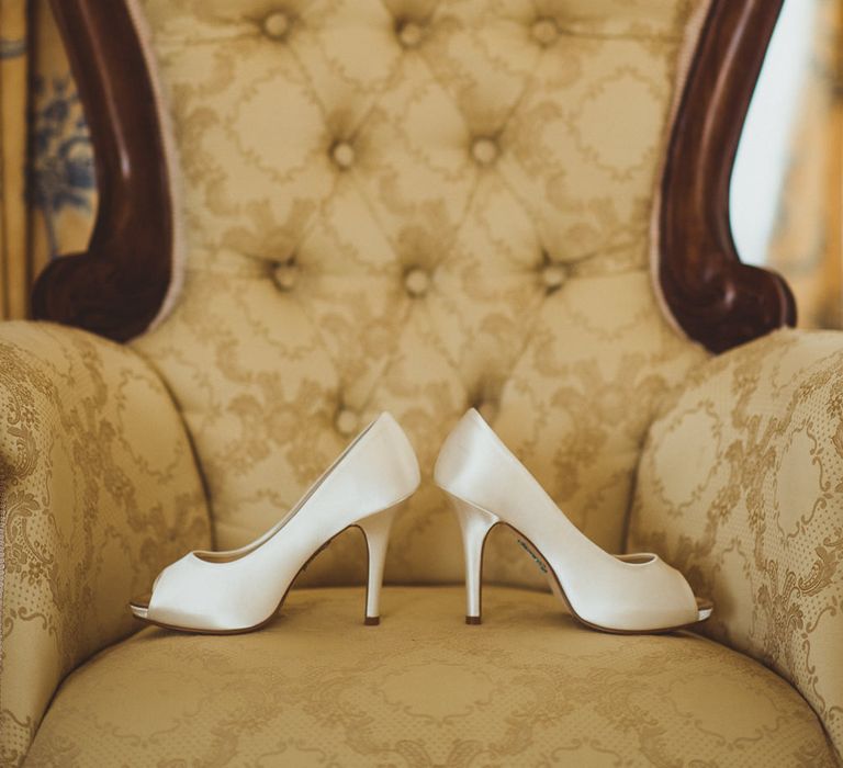 Satin Peep Tow Wedding Shoes