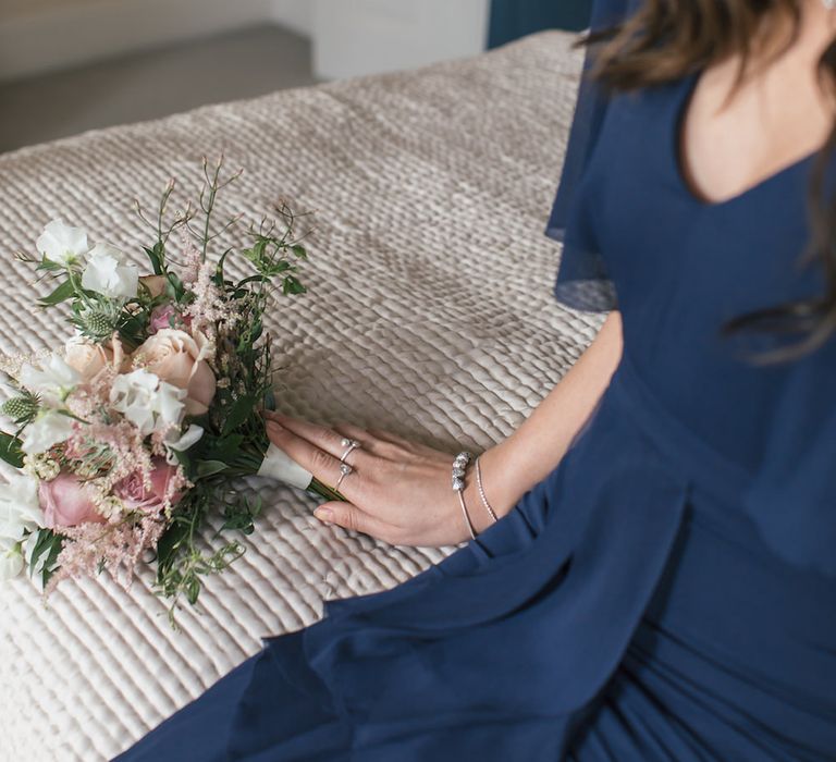 Navy Bridesmaid dress and PANDORA jewellery