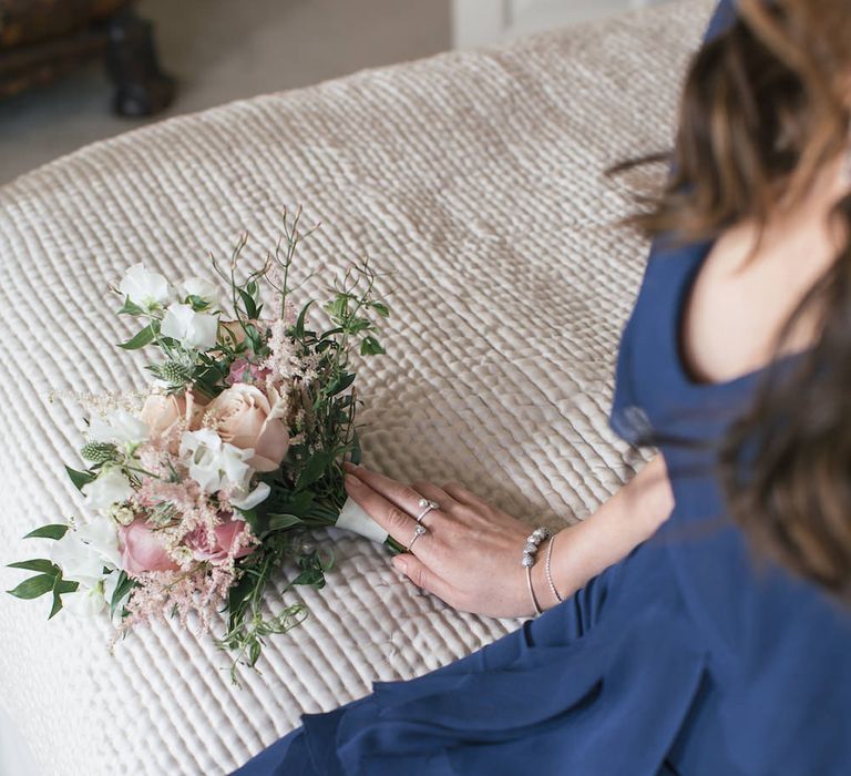 Navy Bridesmaid dress and PANDORA jewellery