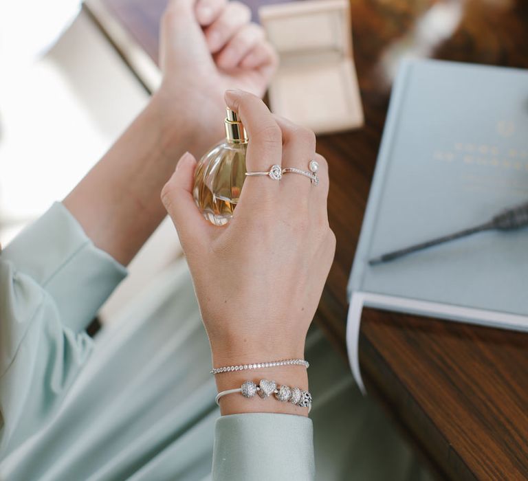 PANDORA charm bracelet and love knot ring