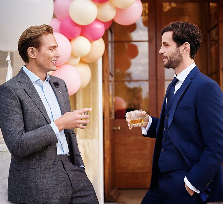 Grey Wedding Suit & Navy Three Piece Suit