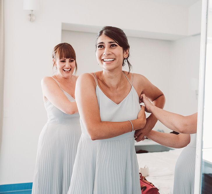 Bridesmaids in Pale Blue ASOS Dresses