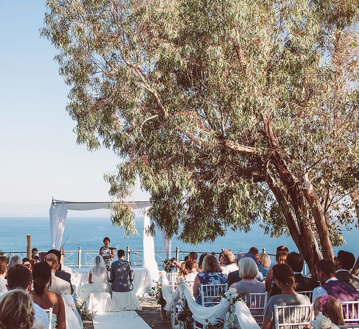 Outdoor Wedding Ceremony Overlooking the Mediterranean Sea