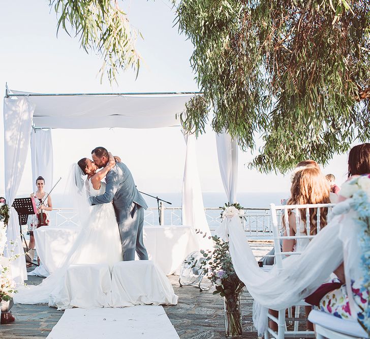 Bride & Groom during the Outdoor Wedding Ceremony