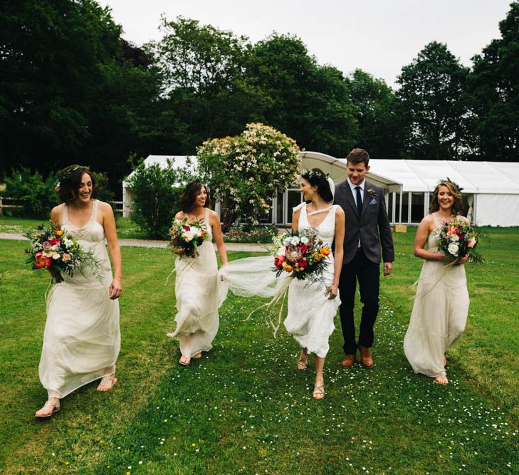 Bridesmaid in Cream Mango Dresses