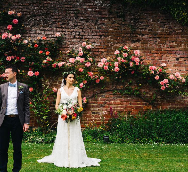 Bride & Groom Country Garden Portrait