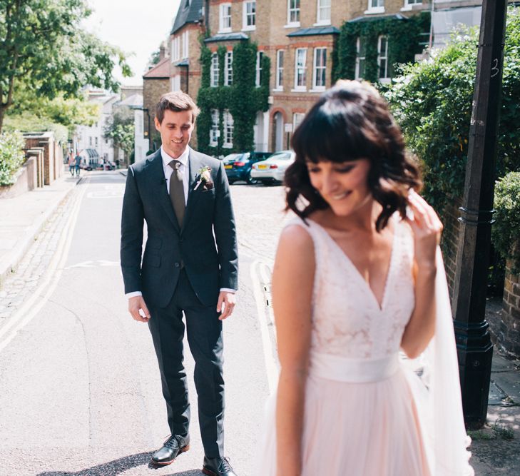 Blush Pink Wedding Dress 'Tamsin' by Catherine Deane