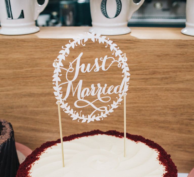 Buttercream Wedding Cake With Lasercut Cake Topper