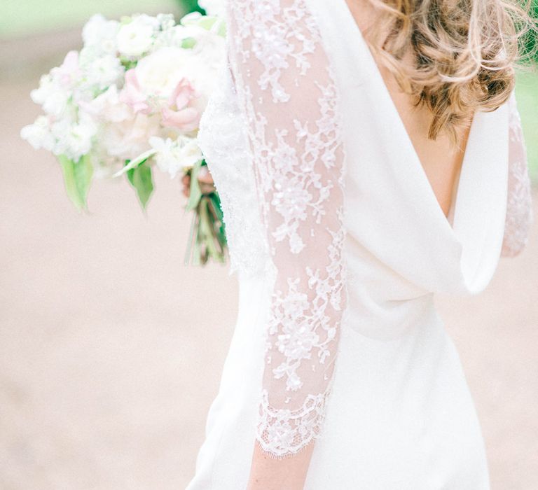 Bride in Fred & Ginger Bridal Design Gown | Pastel Spring Wedding at Loseley Park Barn | Sarah-Jane Ethan Photography | Captured Media Weddings Film