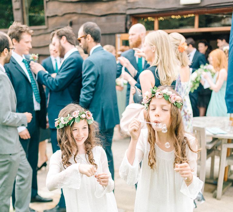 Flower Girls with Flower Crowns | Pastel Spring Wedding at Loseley Park Barn | Sarah-Jane Ethan Photography | Captured Media Weddings Film