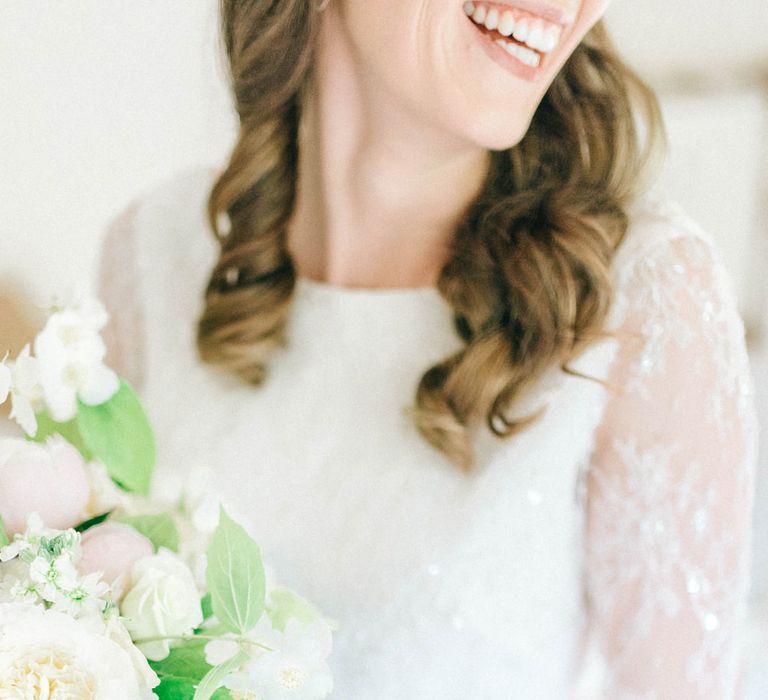 Romantic Wedding Flowers | Bride in Fred & Ginger Bridal Design Gown | Pastel Spring Wedding at Loseley Park Barn | Sarah-Jane Ethan Photography | Captured Media Weddings Film