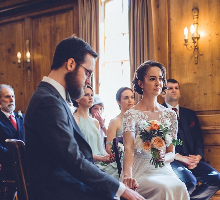 Bride in Alice Temperley Saffron Gown | Groom in Hugo Boss Suit | Vintage Wedding at Burgh House & The Pickle Factory London | Lovestruck Photography