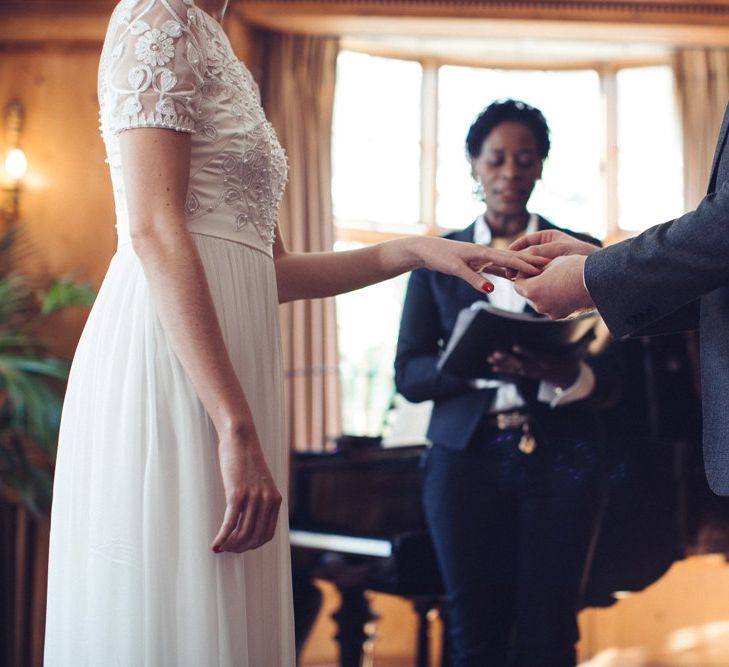 Bride in Alice Temperley Saffron Gown | Groom in Hugo Boss Suit | Vintage Wedding at Burgh House & The Pickle Factory London | Lovestruck Photography