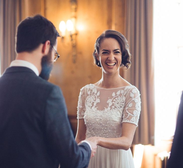 Bride in Alice Temperley Saffron Gown | Groom in Hugo Boss Suit | Vintage Wedding at Burgh House & The Pickle Factory London | Lovestruck Photography