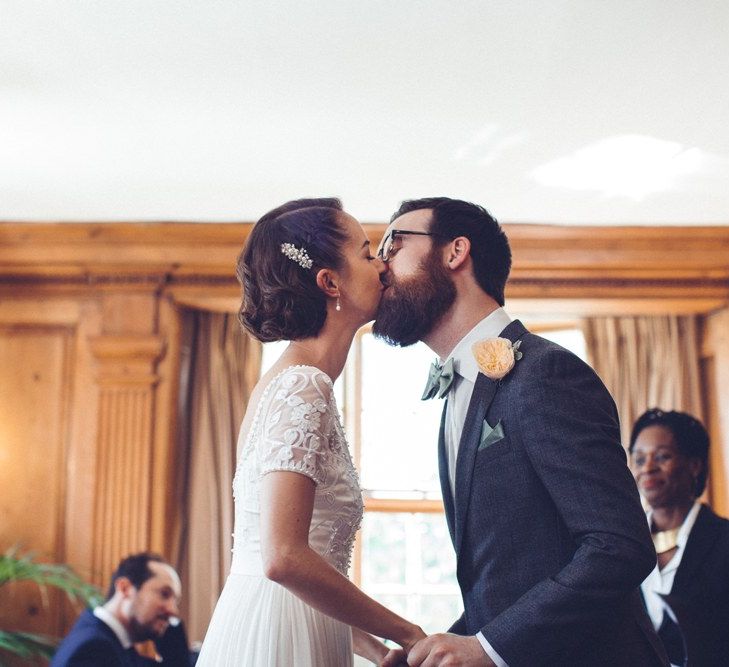 Bride in Alice Temperley Saffron Gown | Groom in Hugo Boss Suit | Vintage Wedding at Burgh House & The Pickle Factory London | Lovestruck Photography