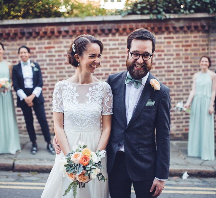 Bride in Alice Temperley Saffron Gown | Groom in Hugo Boss Suit | Vintage Wedding at Burgh House & The Pickle Factory London | Lovestruck Photography