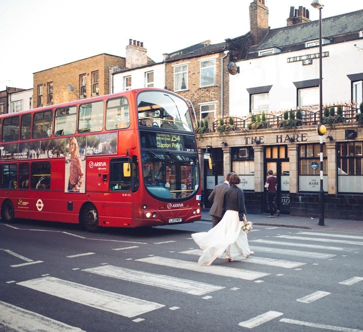 Bride in Alice Temperley Saffron Gown | Groom in Hugo Boss Suit | Vintage Wedding at Burgh House & The Pickle Factory London | Lovestruck Photography