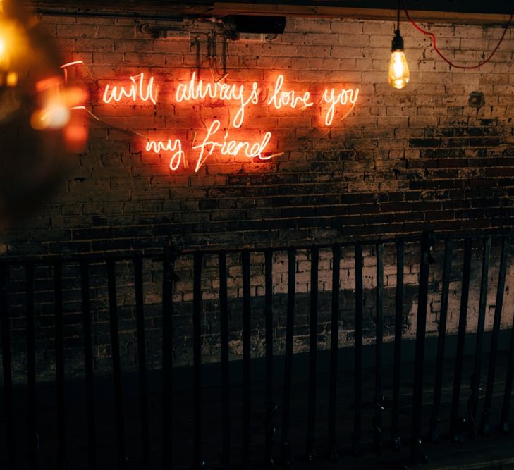 Neon Sign | Intimate Pub Wedding at The Bell in Ticehurst | Dale Weeks Photography