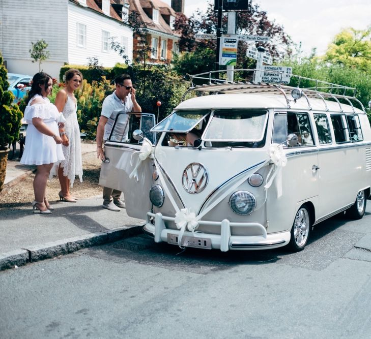 VW Camper Van Wedding Car | Intimate Pub Wedding at The Bell in Ticehurst | Dale Weeks Photography