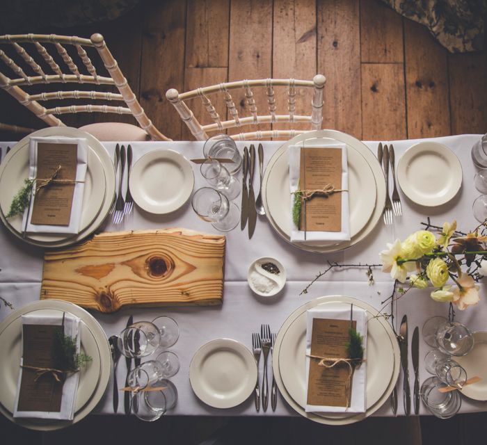 Rustic Table Settings With Spring Flowers