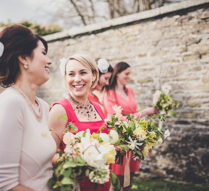 Bridesmaids In Red High Street Dresses