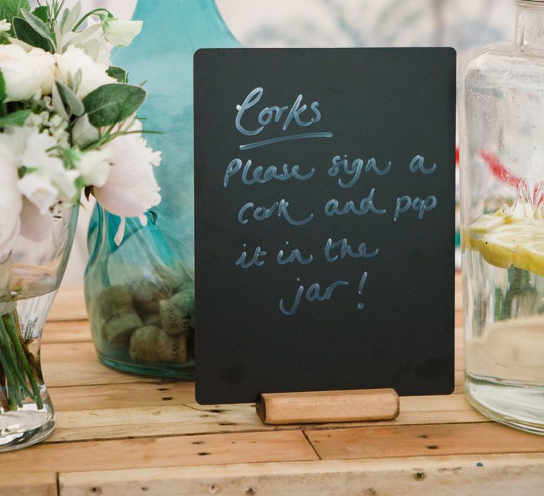 Corks Alternative Guest Book | Beautiful Classic Wedding at Cornwell Manor | Lucy Davenport Photography