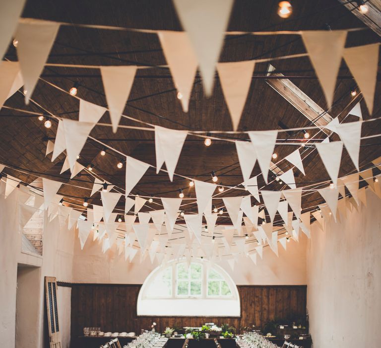 Bunting & Fairy Lights For A Rustic Wedding Reception