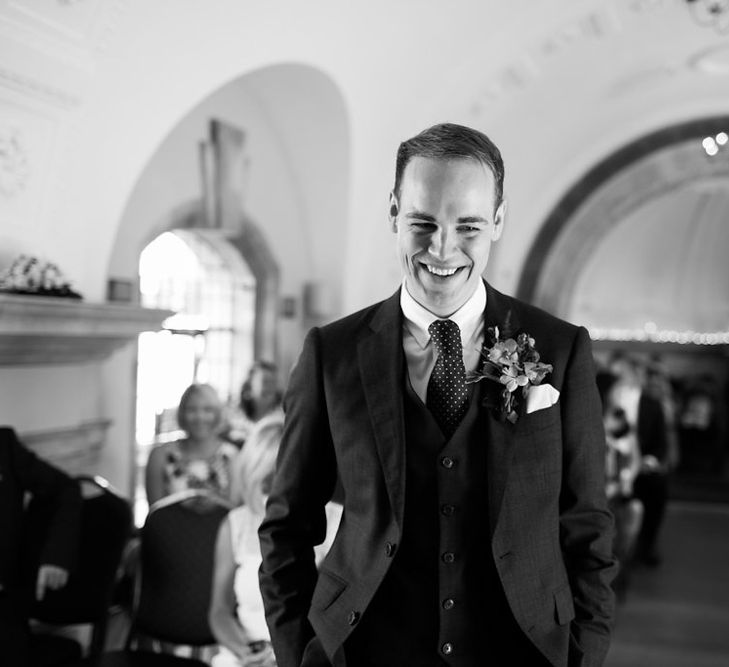 Wedding Ceremony | Groom in Hackett Suit | Natalie Hewitt Planned Wedding at Normanton Church & Kingsthorpe Lodge Barn | Jeni Smith Photography | Blue Ridge Wedding Videography