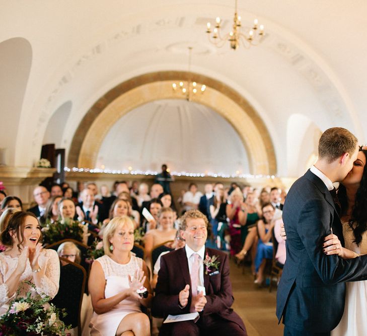 Wedding Ceremony | Bride in Naomi Neoh Gown | Groom in Hackett Suit | Natalie Hewitt Planned Wedding at Normanton Church & Kingsthorpe Lodge Barn | Jeni Smith Photography | Blue Ridge Wedding Videography