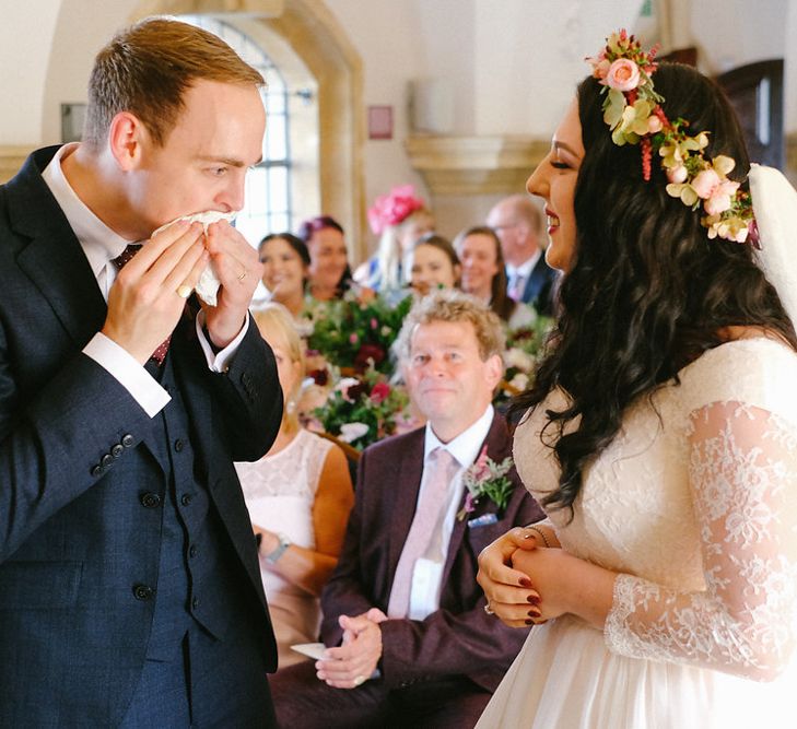 Wedding Ceremony | Bride in Naomi Neoh Gown | Groom in Hackett Suit | Natalie Hewitt Planned Wedding at Normanton Church & Kingsthorpe Lodge Barn | Jeni Smith Photography | Blue Ridge Wedding Videography