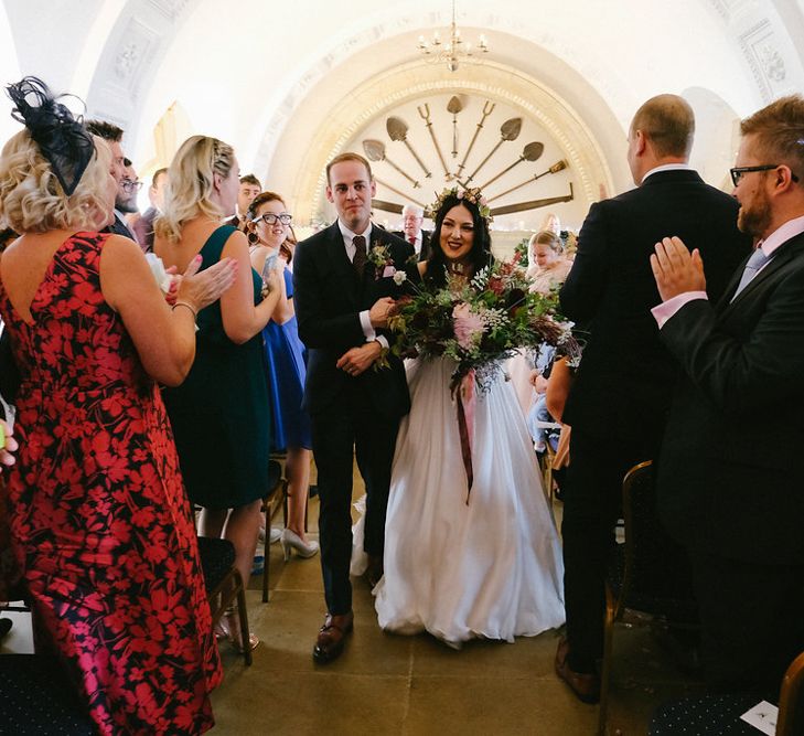 Wedding Ceremony | Bride in Naomi Neoh Gown | Groom in Hackett Suit | Natalie Hewitt Planned Wedding at Normanton Church & Kingsthorpe Lodge Barn | Jeni Smith Photography | Blue Ridge Wedding Videography