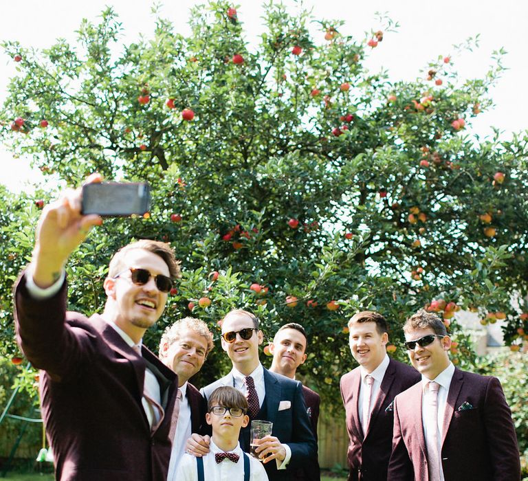 Groomsmen in Burgundy Suits | Natalie Hewitt Planned Wedding at Normanton Church & Kingsthorpe Lodge Barn | Jeni Smith Photography | Blue Ridge Wedding Videography