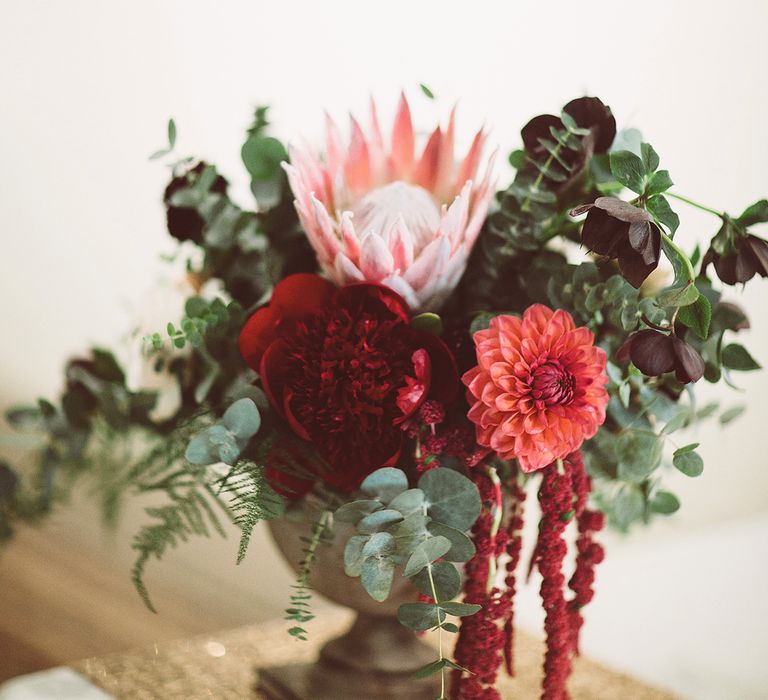 Pampas Grass Wedding With Autumnal Colour Palette & Bride In Sanyukta Shrestha With Feather Cape & Images From Lemonade Pictures