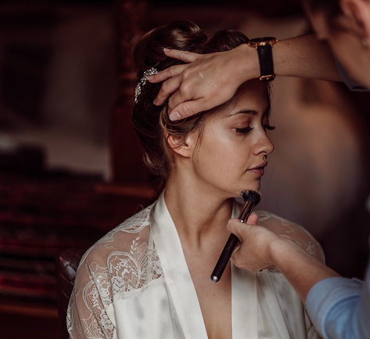 Pronovias Bride With Relaxed Up Do For A Navy & Gold Themed Wedding At Larmer Tree Gardens With Images From Jason Mark Harris