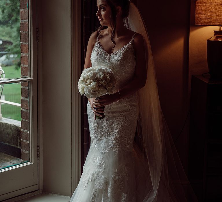 Pronovias Bride With Relaxed Up Do For A Navy & Gold Themed Wedding At Larmer Tree Gardens With Images From Jason Mark Harris