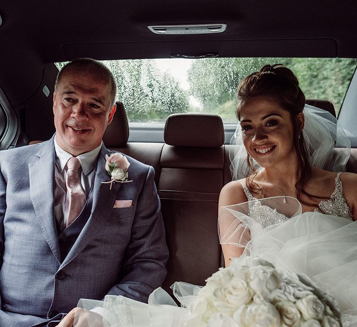 Pronovias Bride With Relaxed Up Do For A Navy & Gold Themed Wedding At Larmer Tree Gardens With Images From Jason Mark Harris