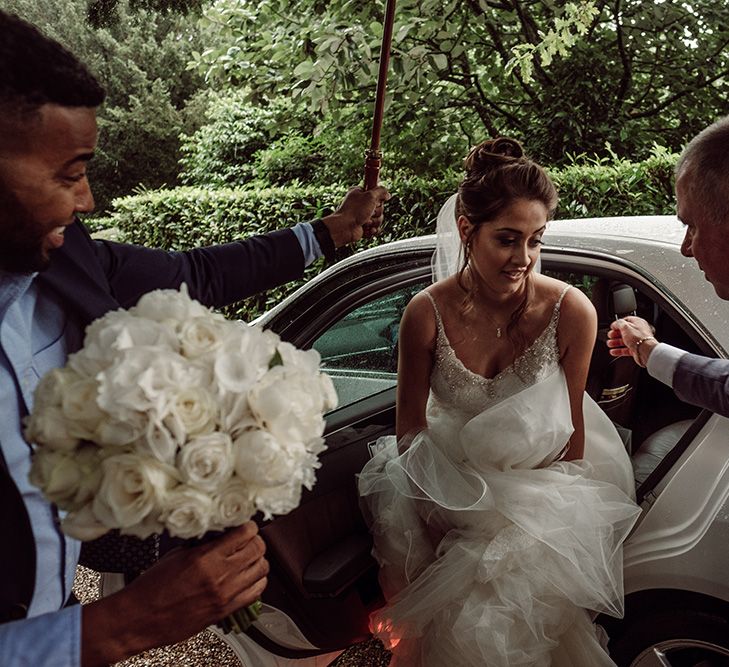 Pronovias Bride With Relaxed Up Do For A Navy & Gold Themed Wedding At Larmer Tree Gardens With Images From Jason Mark Harris