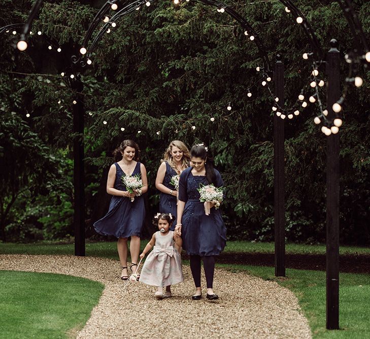 Pronovias Bride With Relaxed Up Do For A Navy & Gold Themed Wedding At Larmer Tree Gardens With Images From Jason Mark Harris