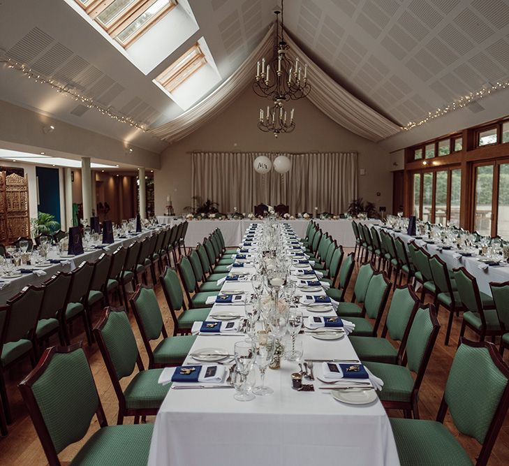 Pronovias Bride With Relaxed Up Do For A Navy & Gold Themed Wedding At Larmer Tree Gardens With Images From Jason Mark Harris