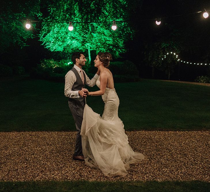 Pronovias Bride With Relaxed Up Do For A Navy & Gold Themed Wedding At Larmer Tree Gardens With Images From Jason Mark Harris