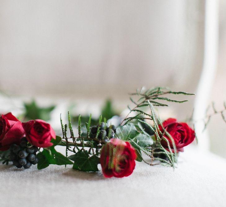 Red Rose Flower Crown For Bride