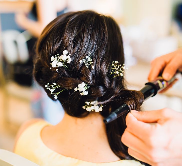 Bridesmaid Up Do with Gypsophila