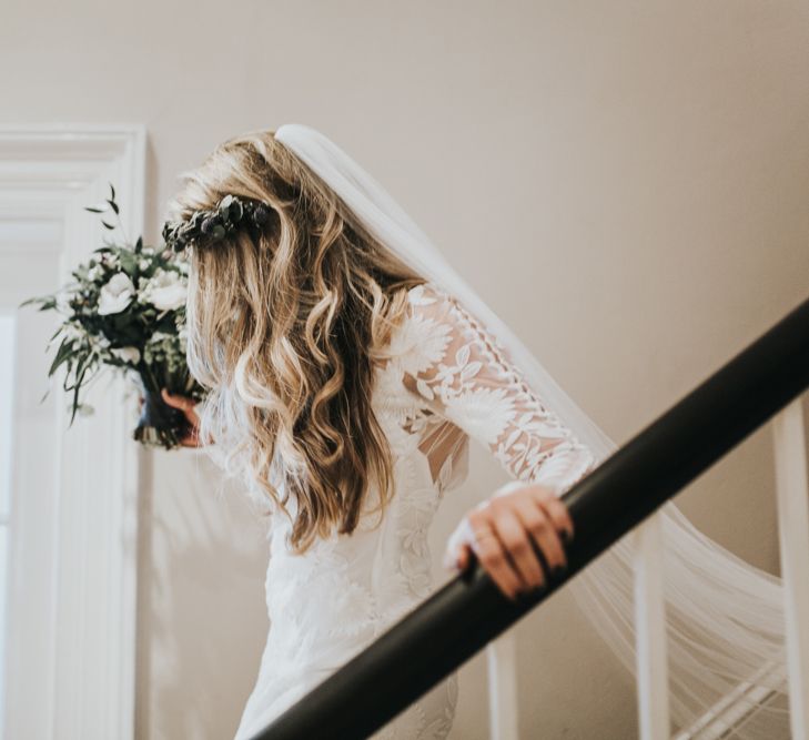 Rue De Seine Bride For A Foliage & Pampas Grass Wedding At Godwick Hall With Props From The Little Lending Co & Images By Darina Stoda