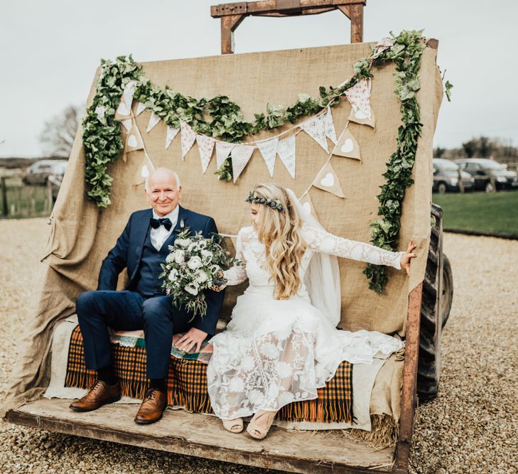 Rue De Seine Bride For A Foliage & Pampas Grass Wedding At Godwick Hall With Props From The Little Lending Co & Images By Darina Stoda